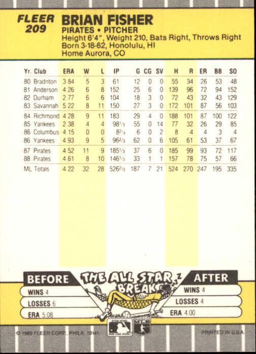 B2619- 1989 Fleer Baseball Card #s 1-244 +Rookies -You Pick- 10+ FREE US SHIP - Picture 423 of 493