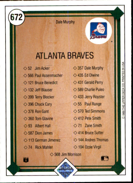 1989 Upper Deck Baseball Card Pick 497-740 - Picture 347 of 481