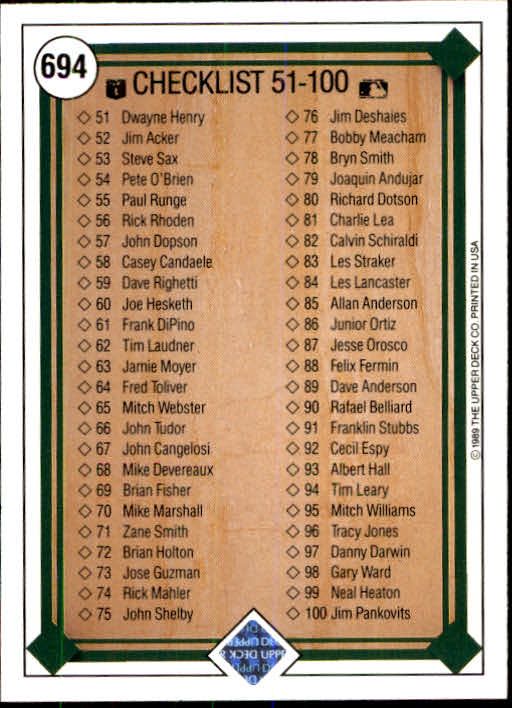 1989 Upper Deck Baseball Card Pick 497-740 - Picture 391 of 481