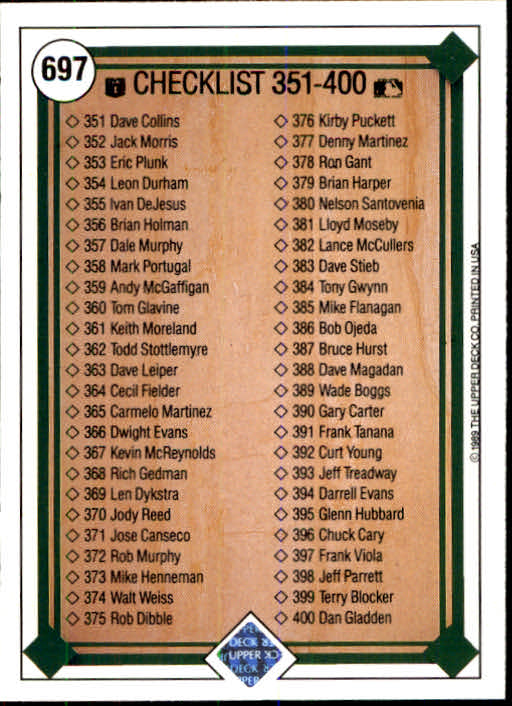 1989 Upper Deck Baseball Card Pick 497-740 - Picture 397 of 481
