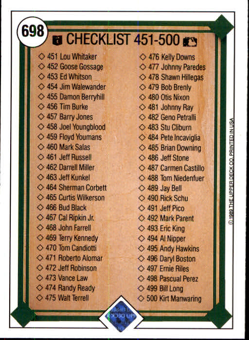 1989 Upper Deck Baseball Card Pick 497-740 - Picture 399 of 481