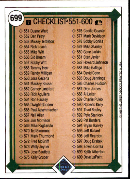 1989 Upper Deck Baseball Card Pick 497-740 - Picture 401 of 481