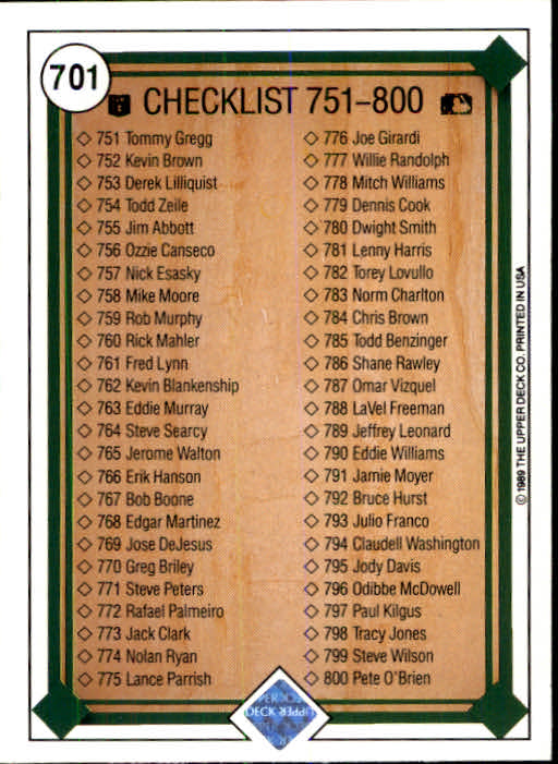 1989 Upper Deck Baseball Card Pick 497-740 - Picture 405 of 481