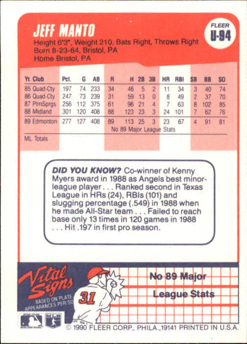 1990 Fleer Update Baseball Card Pick - Picture 185 of 259