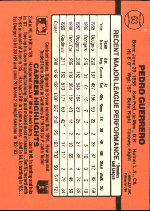 A6931- 1990 Donruss Baseball Cards 1-248 +Rookies -You Pick- 10+ FREE US SHIP - Picture 123 of 495