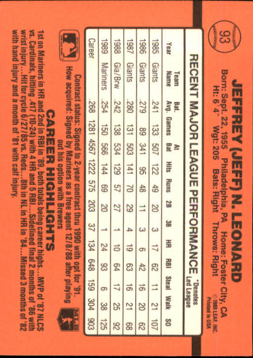 A6931- 1990 Donruss Baseball Cards 1-248 +Rookies -You Pick- 10+ FREE US SHIP - Picture 183 of 495