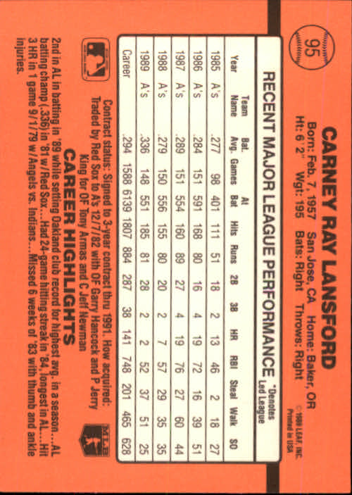 A6931- 1990 Donruss Baseball Cards 1-248 +Rookies -You Pick- 10+ FREE US SHIP - Picture 187 of 495