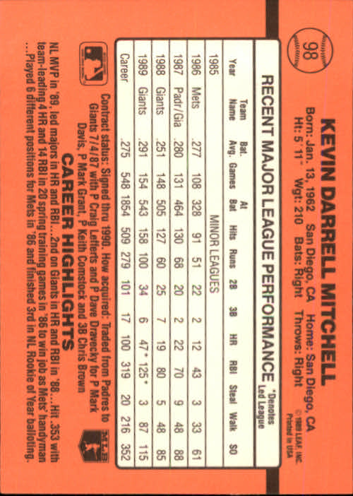 A6931- 1990 Donruss Baseball Cards 1-248 +Rookies -You Pick- 10+ FREE US SHIP - Picture 193 of 495