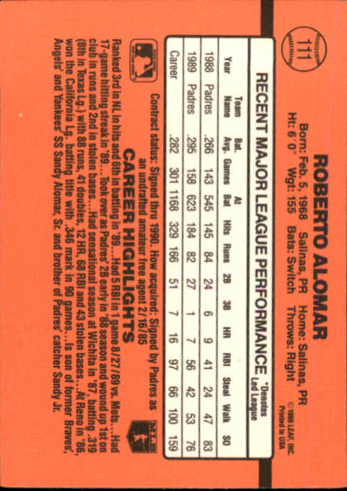 A6931- 1990 Donruss Baseball Cards 1-248 +Rookies -You Pick- 10+ FREE US SHIP - Picture 221 of 495
