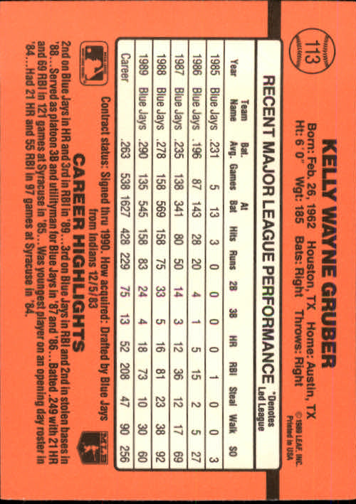 A6931- 1990 Donruss Baseball Cards 1-248 +Rookies -You Pick- 10+ FREE US SHIP - Picture 225 of 495