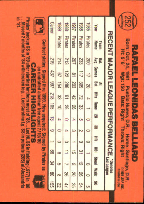 1990 Donruss Baseball "Main Set" Cards #241 to #480 - Picture 25 of 483