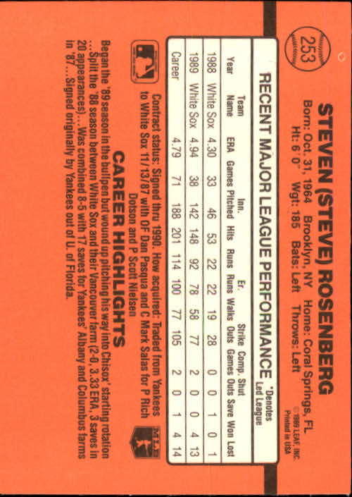 1990 Donruss Baseball "Main Set" Cards #241 to #480 - Picture 27 of 483