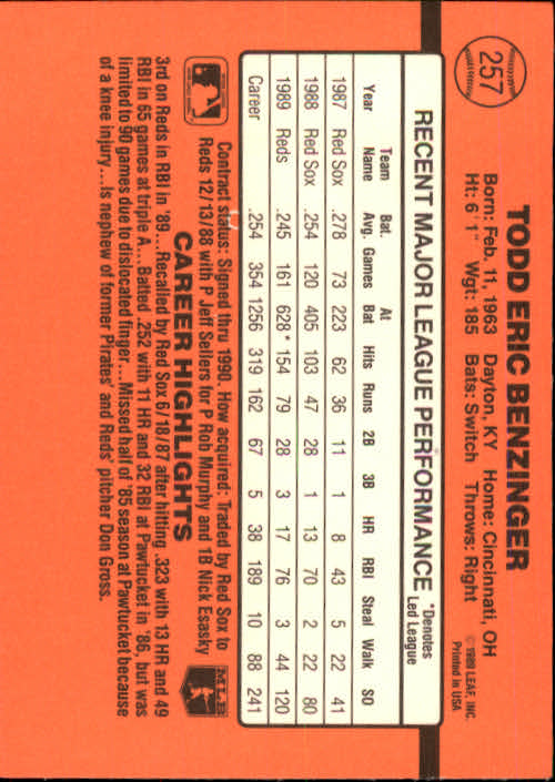 1990 Donruss Baseball "Main Set" Cards #241 to #480 - Picture 35 of 483