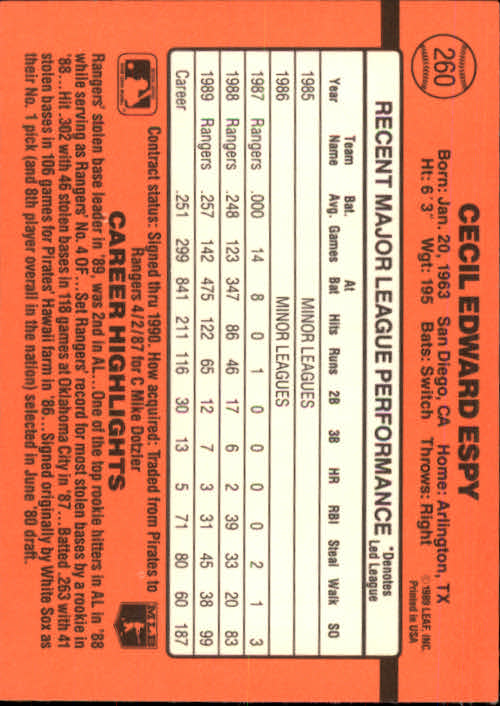 1990 Donruss Baseball "Main Set" Cards #241 to #480 - Picture 41 of 483