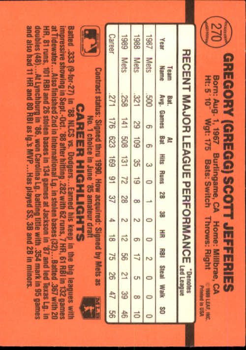 1990 Donruss Baseball "Main Set" Cards #241 to #480 - Picture 61 of 483