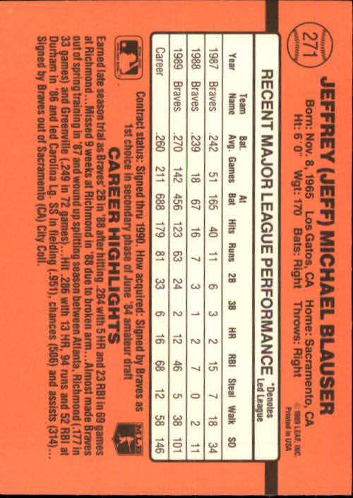 1990 Donruss Baseball "Main Set" Cards #241 to #480 - Picture 63 of 483