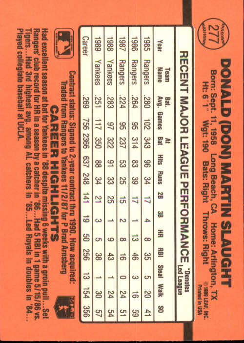 1990 Donruss Baseball "Main Set" Cards #241 to #480 - Picture 75 of 483