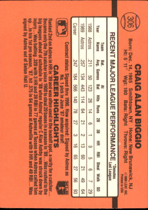 1990 Donruss Baseball "Main Set" Cards #241 to #480 - Picture 135 of 483