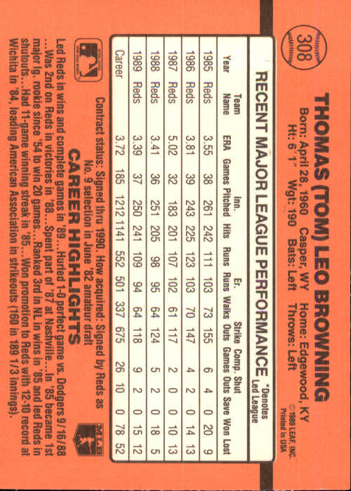 1990 Donruss Baseball "Main Set" Cards #241 to #480 - Picture 139 of 483