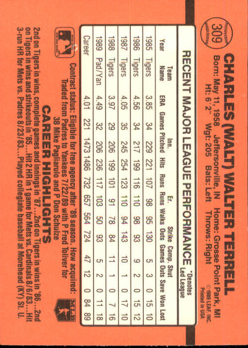 1990 Donruss Baseball "Main Set" Cards #241 to #480 - Picture 141 of 483