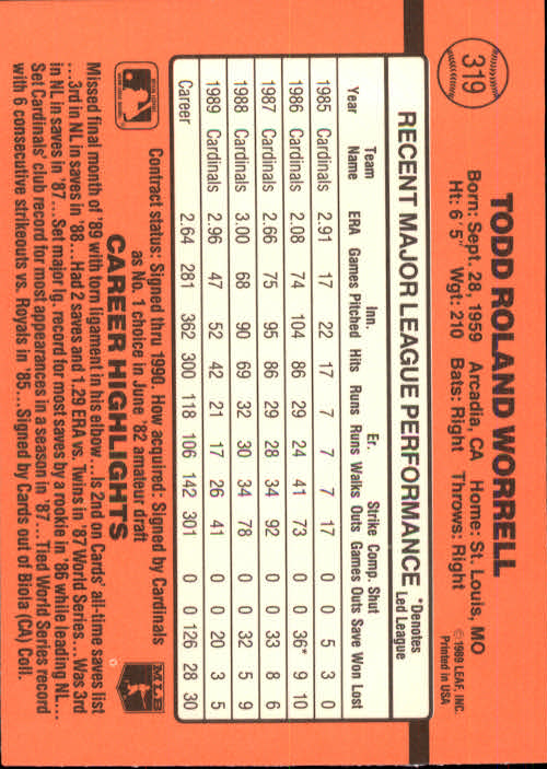 1990 Donruss Baseball "Main Set" Cards #241 to #480 - Picture 161 of 483