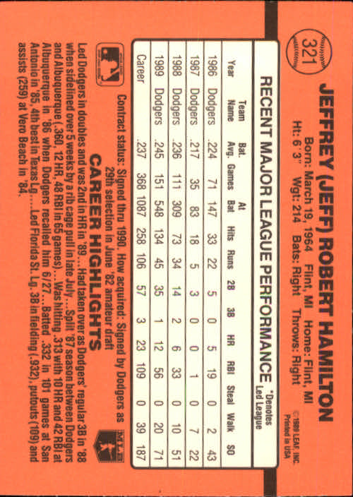 1990 Donruss Baseball "Main Set" Cards #241 to #480 - Picture 165 of 483
