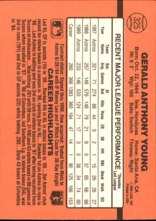 1990 Donruss Baseball "Main Set" Cards #241 to #480 - Picture 173 of 483