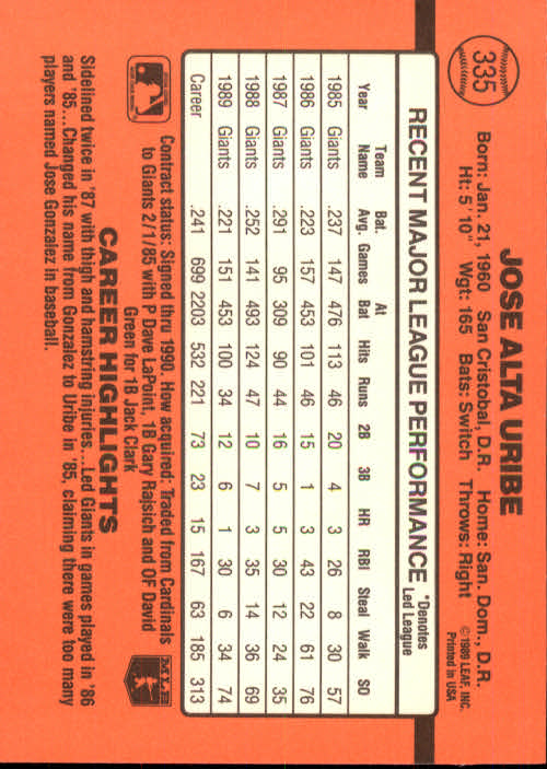 1990 Donruss Baseball "Main Set" Cards #241 to #480 - Picture 193 of 483