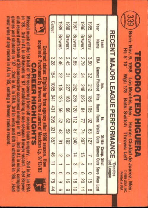 1990 Donruss Baseball "Main Set" Cards #241 to #480 - Picture 201 of 483