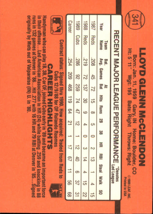 1990 Donruss Baseball "Main Set" Cards #241 to #480 - Picture 205 of 483