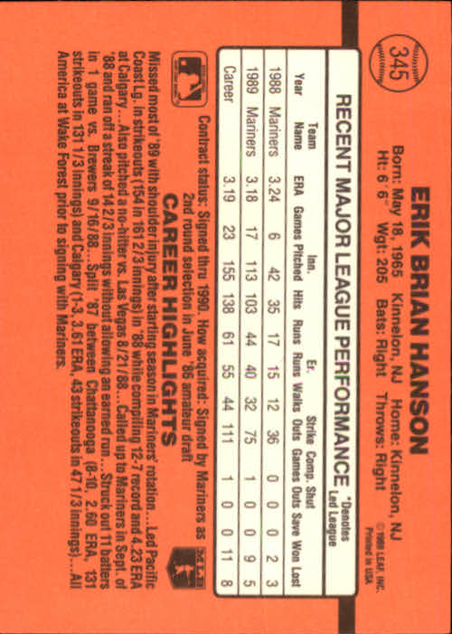 1990 Donruss Baseball "Main Set" Cards #241 to #480 - Picture 213 of 483