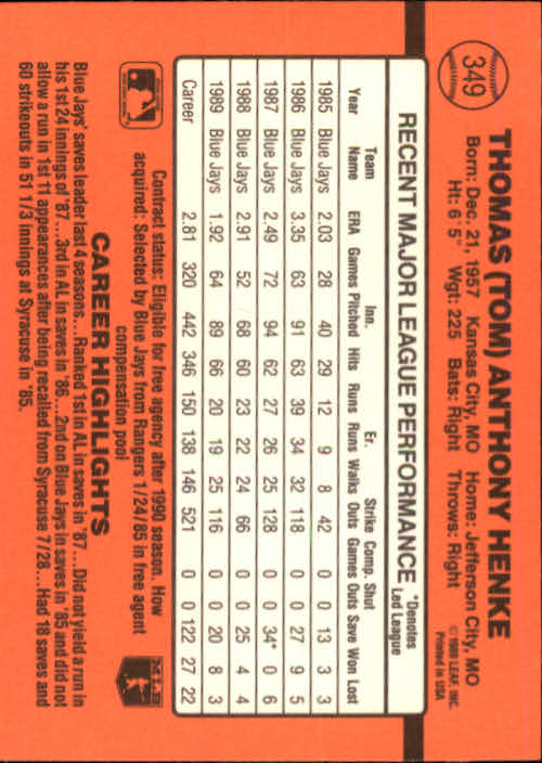 1990 Donruss Baseball "Main Set" Cards #241 to #480 - Picture 221 of 483