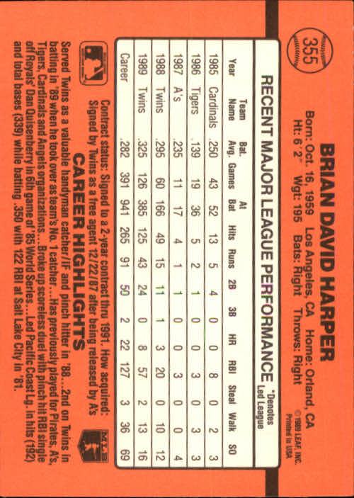 1990 Donruss Baseball "Main Set" Cards #241 to #480 - Picture 233 of 483