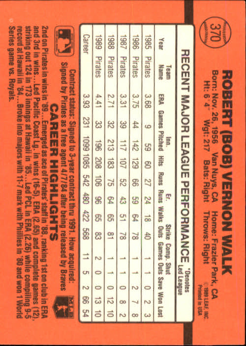 1990 Donruss Baseball "Main Set" Cards #241 to #480 - Picture 263 of 483
