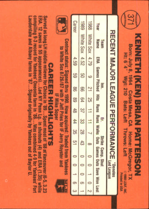 1990 Donruss Baseball "Main Set" Cards #241 to #480 - Picture 265 of 483