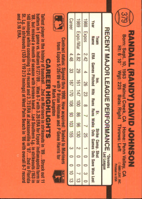 1990 Donruss Baseball "Main Set" Cards #241 to #480 - Picture 281 of 483
