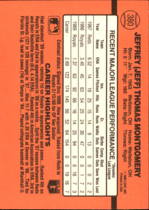 1990 Donruss Baseball "Main Set" Cards #241 to #480 - Picture 283 of 483