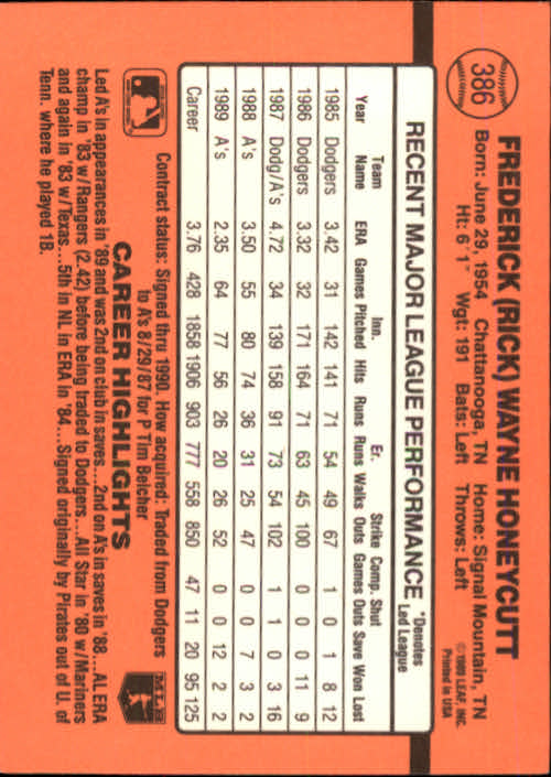 1990 Donruss Baseball "Main Set" Cards #241 to #480 - Picture 295 of 483