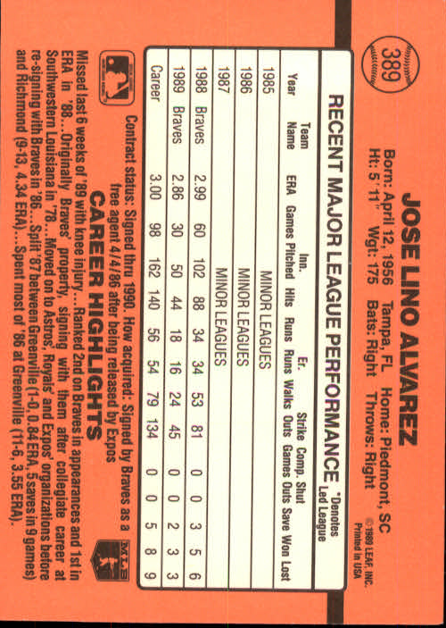 1990 Donruss Baseball "Main Set" Cards #241 to #480 - Picture 301 of 483