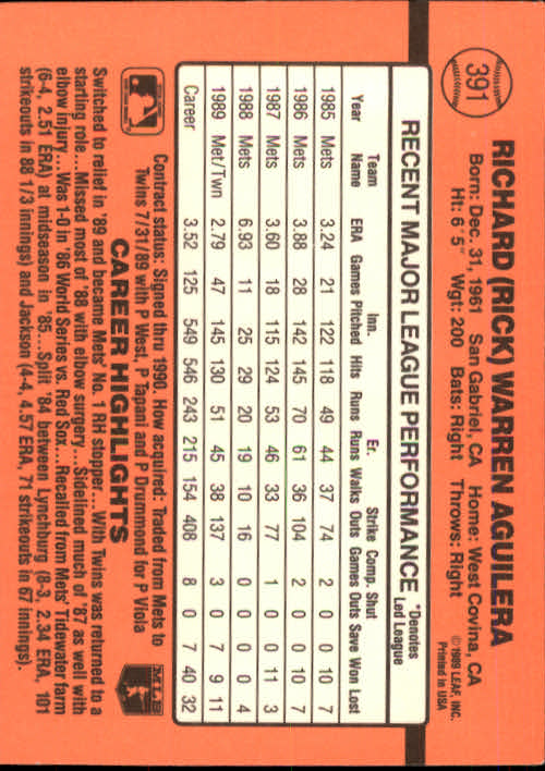 1990 Donruss Baseball "Main Set" Cards #241 to #480 - Picture 305 of 483
