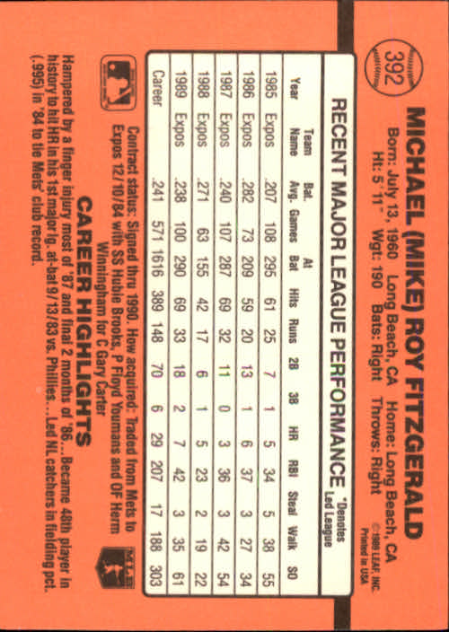 1990 Donruss Baseball "Main Set" Cards #241 to #480 - Picture 307 of 483