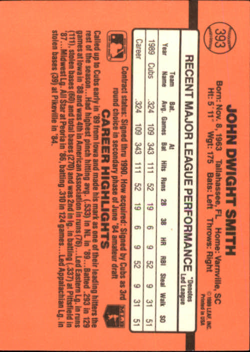 1990 Donruss Baseball "Main Set" Cards #241 to #480 - Picture 309 of 483