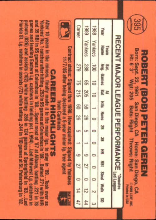 1990 Donruss Baseball "Main Set" Cards #241 to #480 - Picture 313 of 483