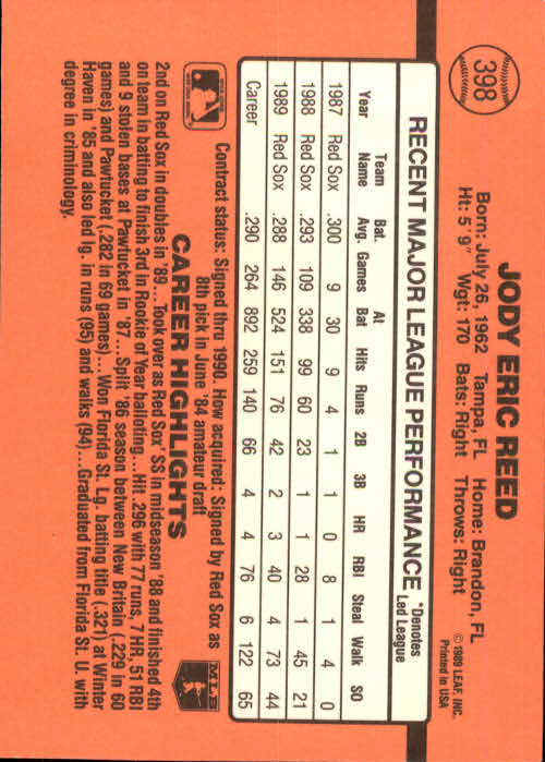 1990 Donruss Baseball "Main Set" Cards #241 to #480 - Picture 319 of 483