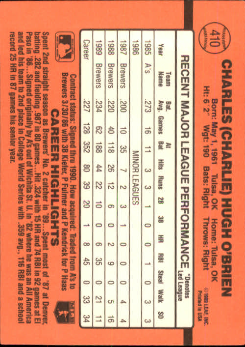 1990 Donruss Baseball "Main Set" Cards #241 to #480 - Picture 343 of 483