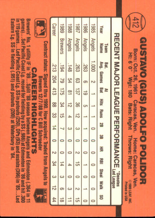 1990 Donruss Baseball "Main Set" Cards #241 to #480 - Picture 347 of 483