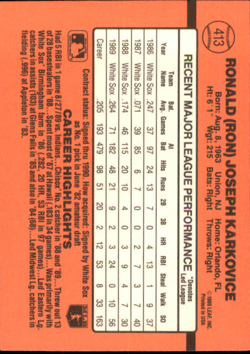 1990 Donruss Baseball "Main Set" Cards #241 to #480 - Picture 349 of 483