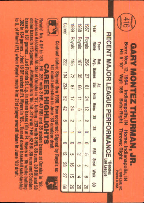 1990 Donruss Baseball "Main Set" Cards #241 to #480 - Picture 355 of 483