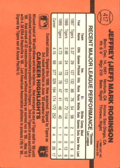 1990 Donruss Baseball "Main Set" Cards #241 to #480 - Picture 357 of 483