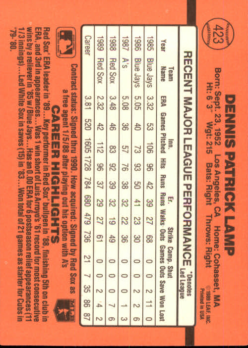 1990 Donruss Baseball "Main Set" Cards #241 to #480 - Picture 369 of 483